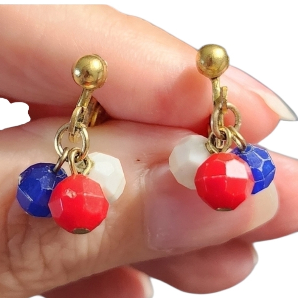 💥4 For $20💥Red White and Blue Clip On Earrings